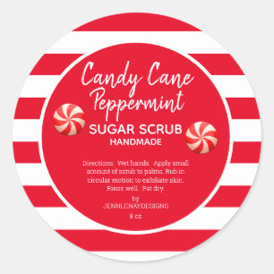 Candy Cane Peppermint Sugar Scrub DIY Ronde Sticker