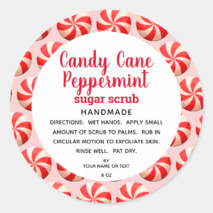 Candy Cane Peppermint Sugar Scrub DIY Ronde Sticker