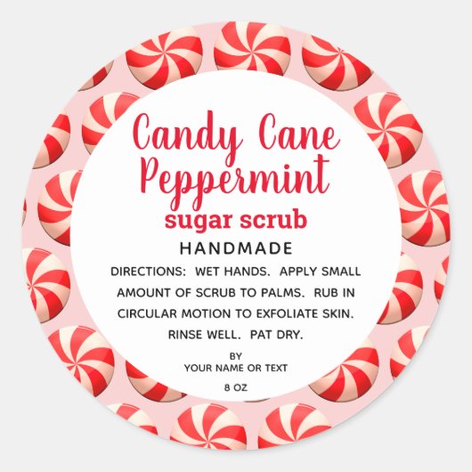 Candy Cane Peppermint Sugar Scrub DIY Ronde Sticker (Voorkant)