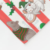Candy Cane Pet Rattie Kerstmis! Fleece Deken (Hoek)