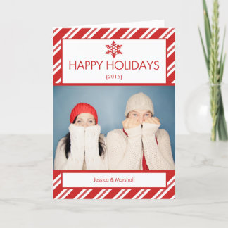 Candy Cane Photo Folded Christmas Card Feestdagen Kaart