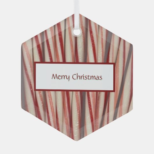 Candy Cane Photo Glass Ornament  (Voorkant)