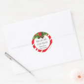 Candy Cane Pine Cone en bessen Vrolijk Kerstfeest Ronde Sticker (Envelop)