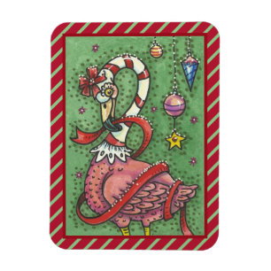 CANDY CANE PINK FLAMINGO CHRISTMAS MAGNET MAGNEET