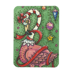 CANDY CANE PINK FLAMINGO CHRISTMAS MAGNET MAGNEET