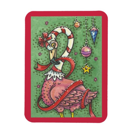 CANDY CANE PINK FLAMINGO CHRISTMAS MAGNET MAGNEET (Verticaal)