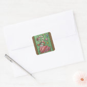 CANDY CANE PINK FLAMINGO KERST STICKERS (Envelop)