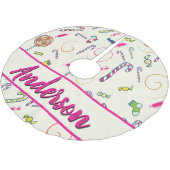Candy Cane Pink Monogram Kerstboom Rok (Gekanteld)
