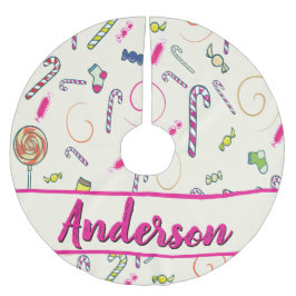 Candy Cane Pink Monogram Kerstboom Rok