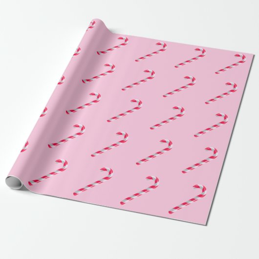 Candy Cane Pink Xmas Cadeaupapier (Uitgerold)