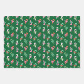 Candy Cane Plaid Stripes & Bows Green Christmas Inpakpapier Vel (Voorkant)
