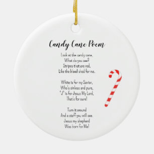 Candy Cane Poem Classic Gift Labels Keramisch Ornament