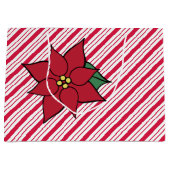 Candy Cane Poinsettia Gift Bag Large Cadeautasje (Voorkant)