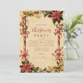 Candy Cane Poinsettia Kerstmis Kaart (Staand voorkant)