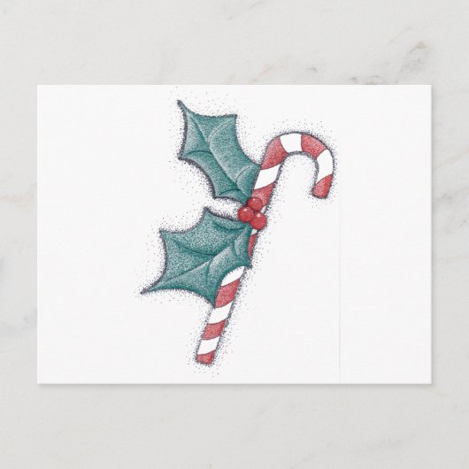 Candy Cane Pointillism Briefkaart (Voorkant)