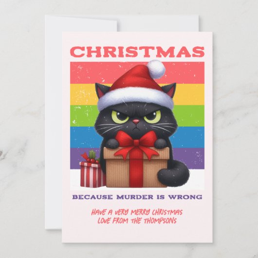 Candy Cane Pop Funny Cat Retro Christmas Photo Feestdagenkaart (Voorkant)