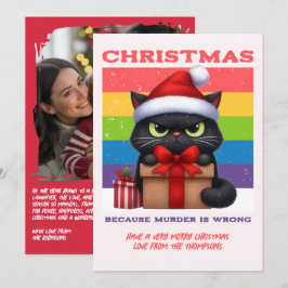 Candy Cane Pop Funny Cat Retro Christmas Photo Feestdagenkaart