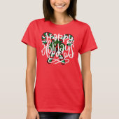 Candy Cane Prettige feestdagen T-shirt (Voorkant)