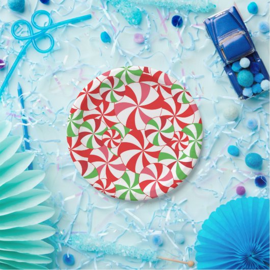 Candy Cane Printed Party Paper Plates Papieren Bordje (Feest)