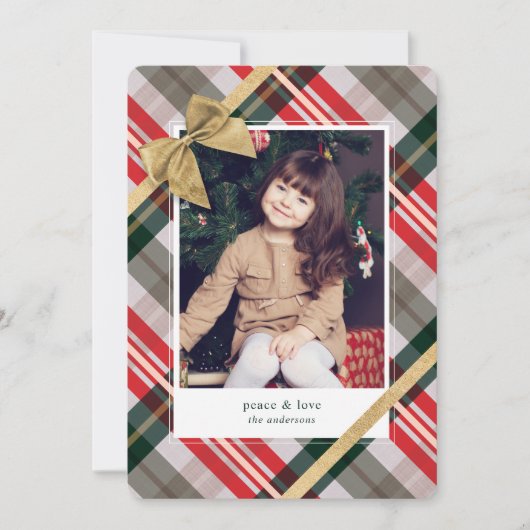 Candy Cane Pset Gift Wrapped & Bow Cadeau Foto Feestdagenkaart (Voorkant)