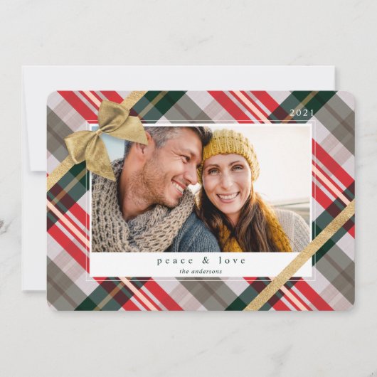 Candy Cane Pset Gift Wrapped & Bow Cadeau Foto Feestdagenkaart (Voorkant)