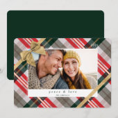 Candy Cane Pset Gift Wrapped & Bow Cadeau Foto Feestdagenkaart (Voorkant / Achterkant)