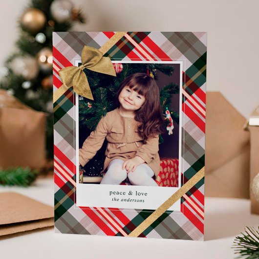 Candy Cane Pset Gift Wrapped & Bow Cadeau Foto Feestdagenkaart