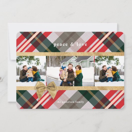Candy Cane Pset Gift Wrapped & Bow Cadeau Foto Feestdagenkaart (Voorkant)