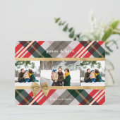 Candy Cane Pset Gift Wrapped & Bow Cadeau Foto Feestdagenkaart (Staand voorkant)