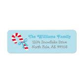 Candy Cane Red Aqua Blue Holiday Return Address Etiket (Voorkant)
