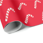 Candy Cane Red Cute Simple kerstvakantiewrak Cadeaupapier (Rol Hoek)