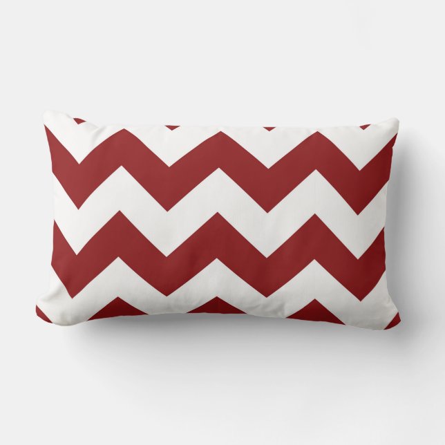 Candy Cane Red en White Chevron lumbar pillow Kussen (Voorkant)