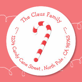 Candy Cane Red en White Return Address Stickers