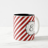 Candy Cane Red en White Striped Tea Coffee Mok (Voorkant rechts)