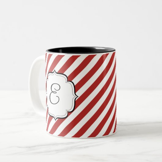 Candy Cane Red en White Striped Tea Coffee Mok (Voorkant links)