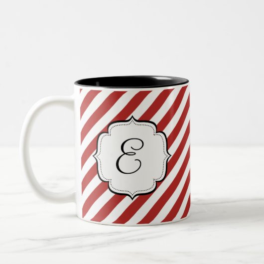 Candy Cane Red en White Striped Tea Coffee Mok (Links)