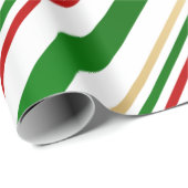 Candy Cane Red, Gold, Green en White Stripes Cadeaupapier (Rol Hoek)