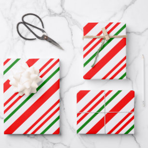 Candy Cane Red Green White kerstpatroon Inpakpapier Vel