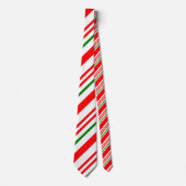 Candy Cane Red Green White kerstpatroon Stropdas (Voorkant)
