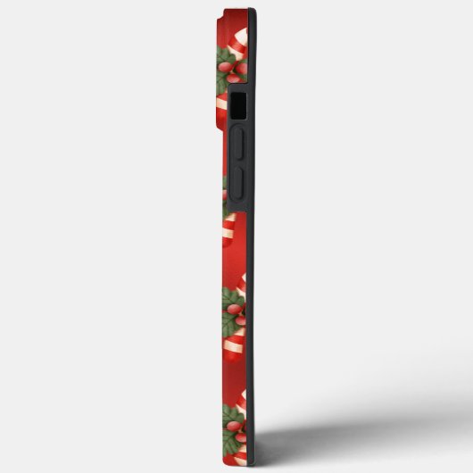 Candy Cane Red Metallic Holiday Cute Case-Mate iPhone Case (Achterkant / Links)