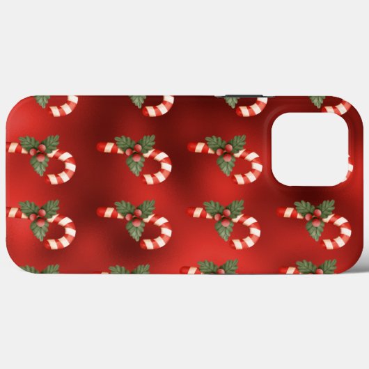 Candy Cane Red Metallic Holiday Cute Case-Mate iPhone Case (Achterkant (horizontaal))
