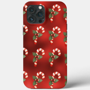 Candy Cane Red Metallic Holiday Cute Case-Mate iPhone Case