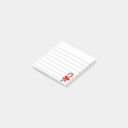 Candy Cane Red Ribbon Christmas Drawing Lined Post-it® Notes (Schuin)