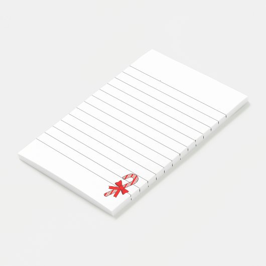 Candy Cane Red Ribbon Christmas Lined Post-it® Notes (Schuin)