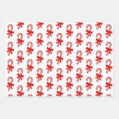 Candy Cane Red Ribbons Drawings Christmas Inpakpapier Vel (Voorkant 3)