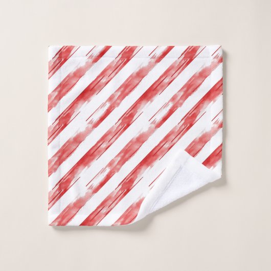 Candy Cane Red Stripes Kerstmis Bad Handdoek (Wasdoekje)