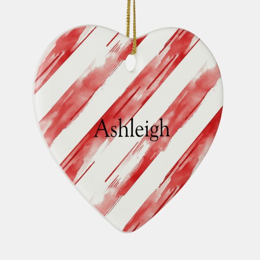 Candy Cane Red Stripes Kerstmis Keramisch Ornament (Rechts)