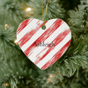 Candy Cane Red Stripes Kerstmis Keramisch Ornament