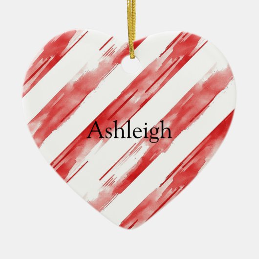 Candy Cane Red Stripes Kerstmis Keramisch Ornament (Voorkant)