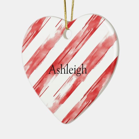 Candy Cane Red Stripes Kerstmis Keramisch Ornament (Links)